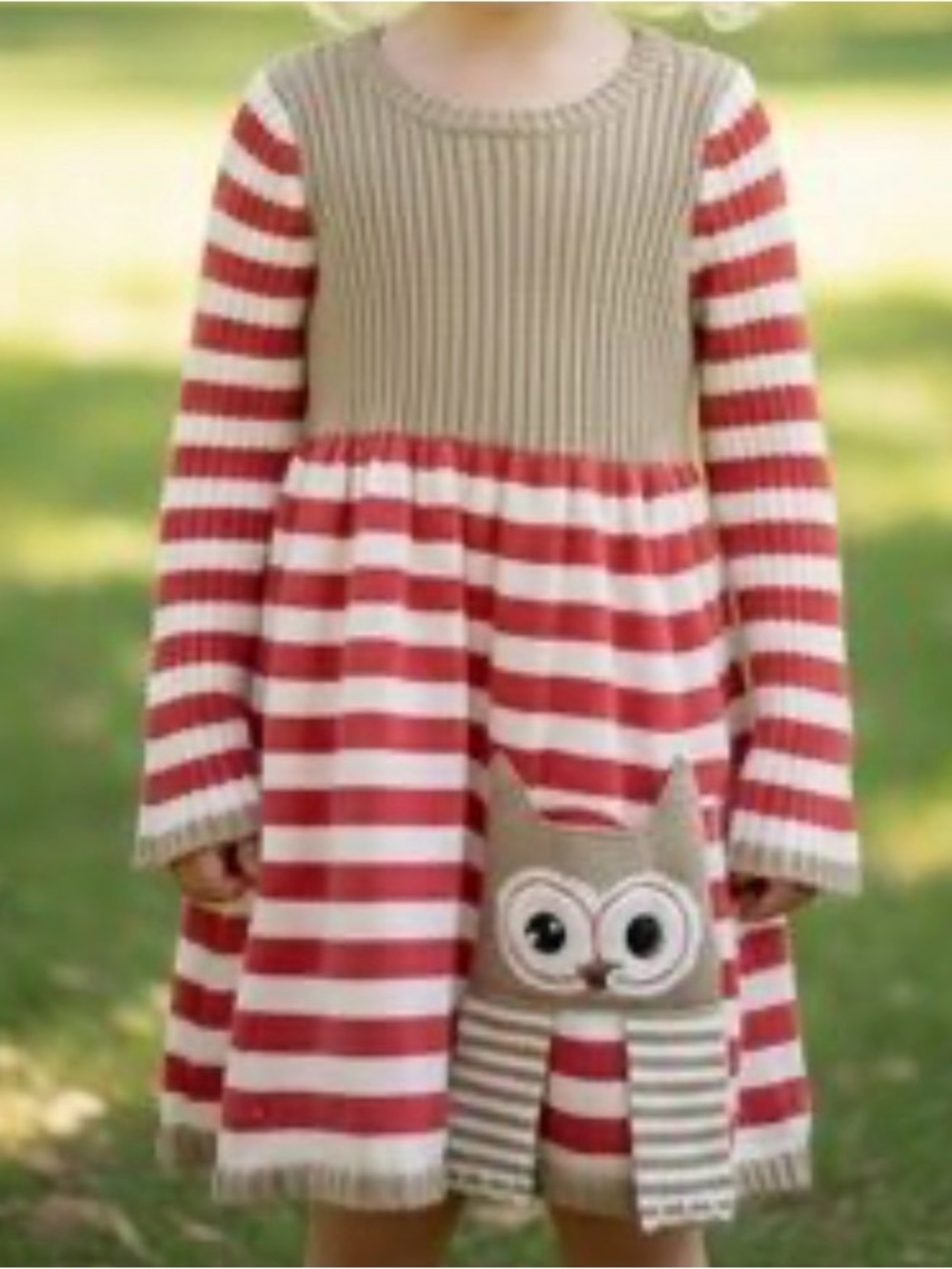 Gillian's Closet girls sweater dress striped with Owl 5-6T